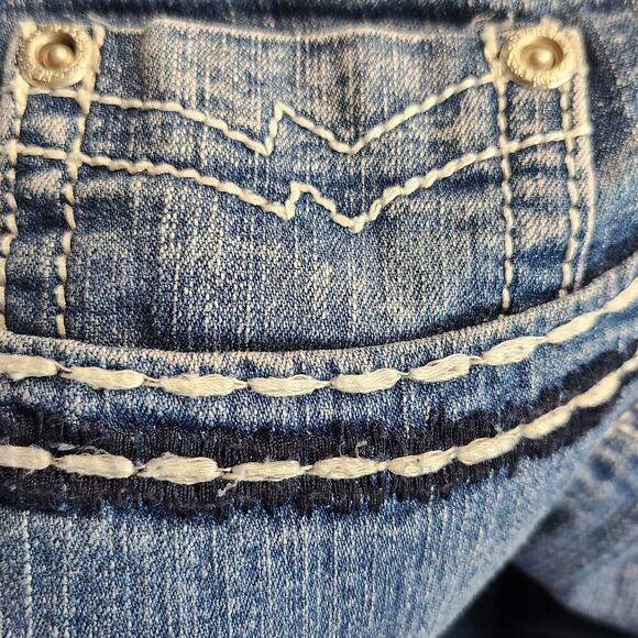 Vintage Y2K Revolt Embellished Faded Hippie Jeans Womens 14 Flare Wide Leg - Picture 7 of 9